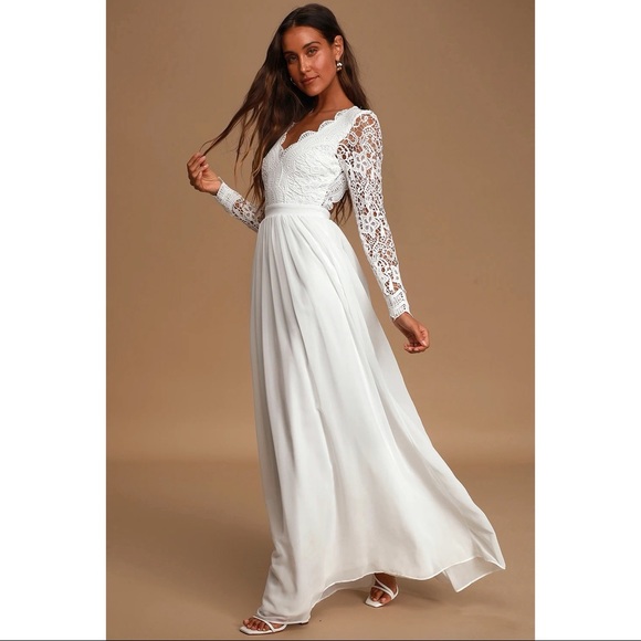 Lulu’s White Lace Maxi Dress - Picture 1 of 7